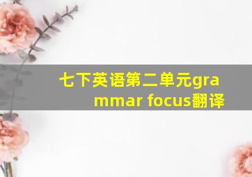 七下英语第二单元grammar focus翻译